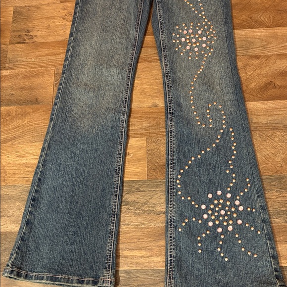 90s Y2K Lazer Embellished Denim Jeans Size 3 Juniors Pink & Silver Bedazzled - Picture 17 of 17